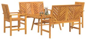vidaXL Σετ Lounge Κήπου 5 Κομματίων από Μασίφ Ξύλο Ακακίας