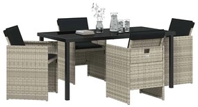 vidaXL Σέτ φαγητού για κήπο 5 pcs Ανοιχτό γκρι συνθετικό ρατάν
