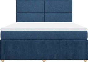 vidaXL Κρεβάτι Boxspring με Στρώμα Μπλε 180x200 εκ. Υφασμάτινο