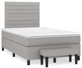 Κρεβάτι Boxspring με Στρώμα Ανοιχτό Γκρι 120x200 εκ. Υφασμάτινο - Γκρι