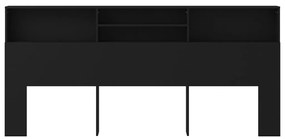 vidaXL Κεφαλάρι Με Αποθηκευτικό Χώρο Μαύρο 220 x 19 x 103,5 εκ.
