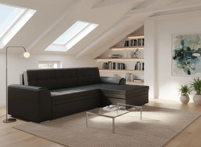 Γωνιακός καναπές Comfort-Δεξιά-Μαύρο