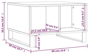 Τραπεζάκι Σαλονιού Γκρι Σκυρ. 60x50x36,5 εκ. Επεξεργ. Ξύλο - Γκρι