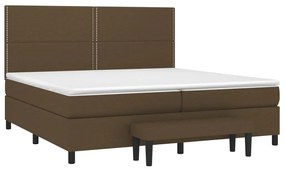 Κρεβάτι Boxspring με Στρώμα Σκούρο Καφέ 200x200 εκ. Υφασμάτινο - Καφέ