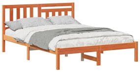 vidaXL Σκελετός Κρεβατιού Καφέ κεριού 135 x 190 cm Μασίφ ξύλο πεύκου