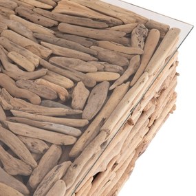 Τραπεζάκι Σαλονιού SPARROW C9960 Τετράγωνο Driftwood - Γυαλί 95x95x51,5Υ εκ. 95x95x51.5 εκ.