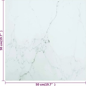 vidaXL Επιφάνεια Τραπεζιού Λευκή 50x50εκ 6 χιλ Ψημ. Γυαλί Μαρμ. Σχέδιο