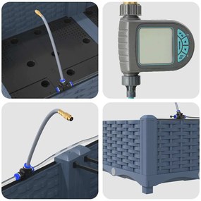 vidaXL Γλάστρα Κήπου 4 pcs Γκρι Ατσάλι