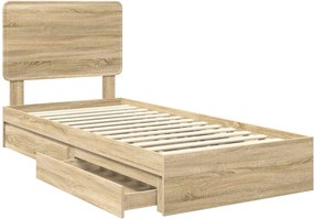 vidaXL Κρεβάτι Αποθήκης Δρύς Sonoma 90 x 190 cm Επεξεργασμένο ξύλο