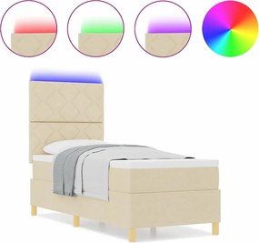 vidaXL LED Κρεβάτι με βάθρο με στρώμα Κρεμ 80 x 200 cm ύφασμα