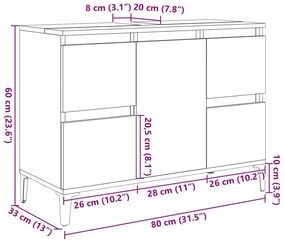 Ντουλάπι Νιπτήρα Sonoma Δρυς 80x33x60 εκ. Επεξεργασμένο Ξύλο - Καφέ