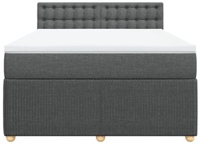 Κρεβάτι Boxspring με Στρώμα Σκούρο Γκρι 160x200 εκ Υφασμάτινο - Γκρι