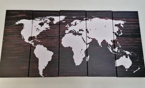 Παγκόσμιος χάρτης 5 μερών σε ξύλο - 200x100