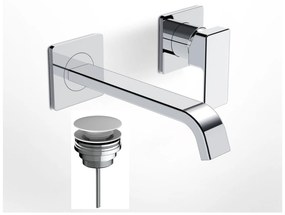 La Torre Profili Plus Chrome Μπαταρία Νιπτήρος Εντοιχισμού 2 Οπών+Βαλβίδα clic-clac 46200-100 R0338-100