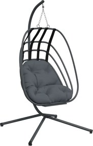 vidaXL Κρεμαστή Πολυθρόνα Αυγού με Βάση από Ανθρακί Ατσάλι