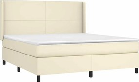 vidaXL Κρεβάτι Boxspring με Στρώμα Κρεμ 160x200εκ. από Συνθετικό Δέρμα