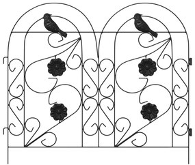 vidaXL Φράχτης Κήπου 5 pcs Μαύρο Ατσάλι