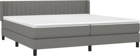 vidaXL Κρεβάτι Boxspring με Στρώμα Σκούρο Γκρι 200x200 εκ. Υφασμάτινο