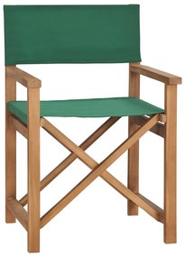vidaXL Καρέκλες Σκηνοθέτη Πτυσσόμενες 2 τεμ. Πράσινες Μασίφ Ξύλο Teak