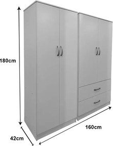 Ντουλάπα τετράφυλλη Athos pakoworld λευκή 160x42x180εκ