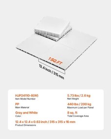 Gym Flooring Set 8 PCS Interlocking Puzzle Tiles Workout Mats Ash Gray