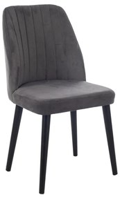 Artekko Alfa Καρέκλα Βελούδινη Γκρι με Μαύρα Ξύλινα Πόδια (50x55x88)cm