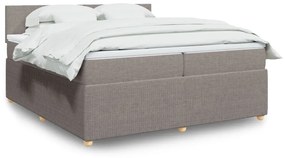 Κρεβάτι Boxspring με Στρώμα Taupe 200x200 εκ. Υφασμάτινο - Μπεζ-Γκρι