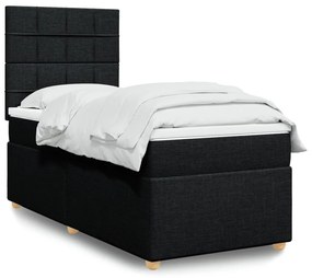 vidaXL Κρεβάτι Boxspring με Στρώμα Μαύρο 90x200 εκ. Υφασμάτινο