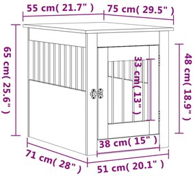 Κλουβί Σκύλου Μαύρο 55 x 75 x 65 εκ. από Επεξεργασμένο Ξύλο - Μαύρο