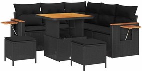 vidaXL Σετ Καναπέ Κήπου με μαξιλάρι 8 pcs Μαύρο 80 x 80 x 71 cm