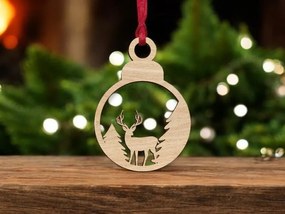 Intra απο ξύλο plywood 3mm-4mm πάχος – Μπιχλιμπίδι με χριστουγεννιάτικο δέντρο ελάφια στο δάσος 40x45 cm INTRAVECTRY-MY542730