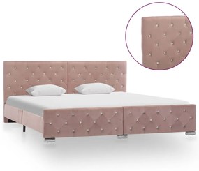 vidaXL Πλαίσιο Κρεβατιού Ροζ 180 x 200 εκ. Βελούδινο