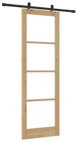 vidaXL Συρόμενη Πόρτα Χειροκίνητος Καφέ 78 x 232 cm Ξύλο και μέταλλο