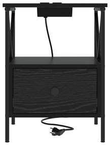 vidaXL Κομοδίνο Μαύρη δρυς 41.5 x 40.5 x 55 εκ. Επεξεργασμένο ξύλο