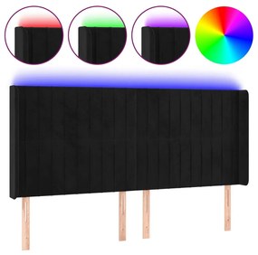Κεφαλάρι Κρεβατιού LED Μαύρο 183x16x118/128 εκ. Βελούδινο - Μαύρο