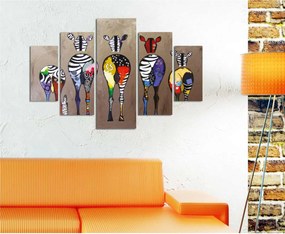 ΠΙΝΑΚΑΣ ΠΕΝΤΑΠΤΥΧΟ MDF COLORFUL ZEBRAS 82Χ56x3 HM7207.03