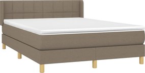 vidaXL Κρεβάτι Boxspring με Στρώμα Taupe 140x190 εκ. Υφασμάτινο