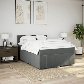 ΚΡΕΒΑΤΙ BOXSPRING ΜΕ ΣΤΡΩΜΑ ΣΚΟΥΡΟ ΓΚΡΙ 160X200 ΕΚ ΥΦΑΣΜΑΤΙΝΟ 3287120