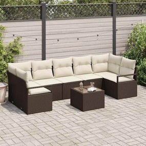 vidaXL Σετ Καναπέ Κήπου 8 pcs Καφέ, Κρέμα 55 x 55 x 37 εκ