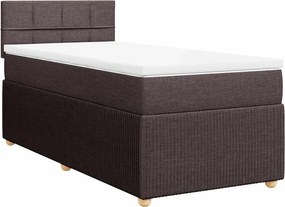 vidaXL Κρεβάτι Boxspring με Στρώμα Σκούρο Καφέ 90x190 εκ. Υφασμάτινο