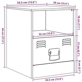 Κομοδίνα 2 τεμ. Μαύρα 34,5 x 39 x 44 εκ. από Χάλυβα - Μαύρο