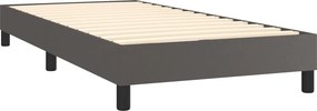 vidaXL Κρεβάτι Boxspring με Στρώμα Γκρι 90x190 εκ. από Συνθετικό Δέρμα