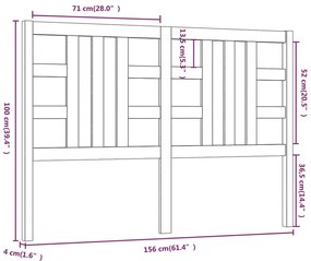 vidaXL Κεφαλάρι Κρεβατιού Μελί 156 x 4 x 100 εκ. από Μασίφ Ξύλο Πεύκου