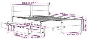 Σκελετός Κρεβ. Χωρίς Στρώμα Καφέ Κεριού 135x190 εκ Μασίφ Πεύκο - Καφέ