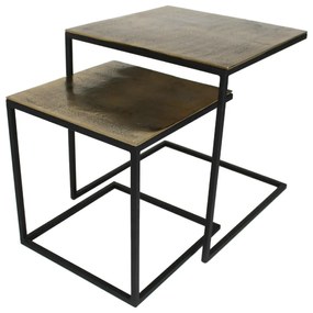 Τραπεζάκι ArteLibre Χρυσό Αλουμίνιο 50x50x50cm Σετ 2Τμχ-05151731