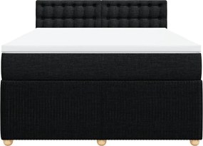 vidaXL Κρεβάτι Boxspring με Στρώμα Μαύρο 140x190 εκ. Υφασμάτινο