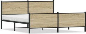 vidaXL Σκελετός Κρεβ. Χωρίς Στρώμα Sonoma Δρυς 200x200 εκ. Μεταλλικό