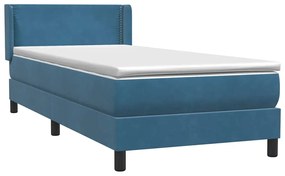 vidaXL Κρεβάτι Boxspring με Στρώμα Σκούρο Μπλε 80x220 εκ. Βελούδινο