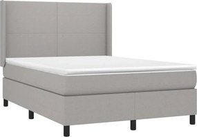 vidaXL Κρεβάτι Boxspring με Στρώμα &amp; LED Αν.Γκρι 140x200εκ. Υφασμάτινο