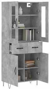 vidaXL Ντουλάπι Γκρι Σκυροδέματος 69,5x34x180 εκ. Επεξεργασμένο Ξύλο